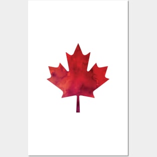 Canada Day Watercolour Maple Leaf Pattern Posters and Art